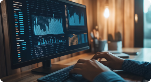 Photo of a computer screen with graphs